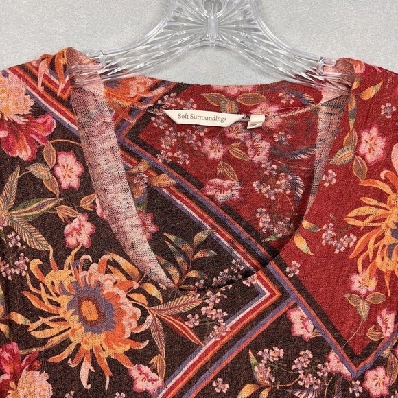 Soft Surroundings Tunic Top Sz XS Alisanna Multicolor Floral Long Sleeve - Picture 4 of 11